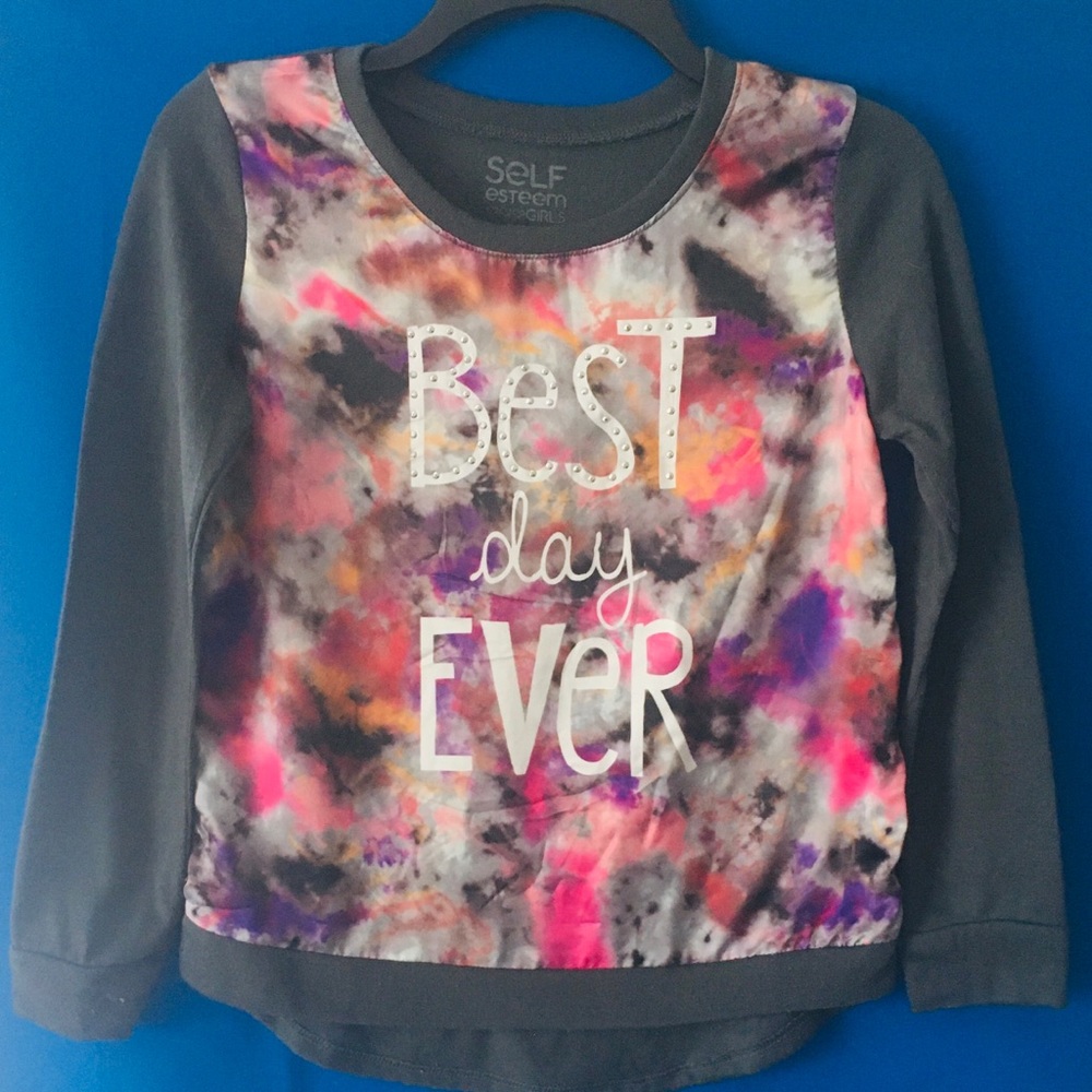 Girl long sleeve blouse “Best day Ever” in front